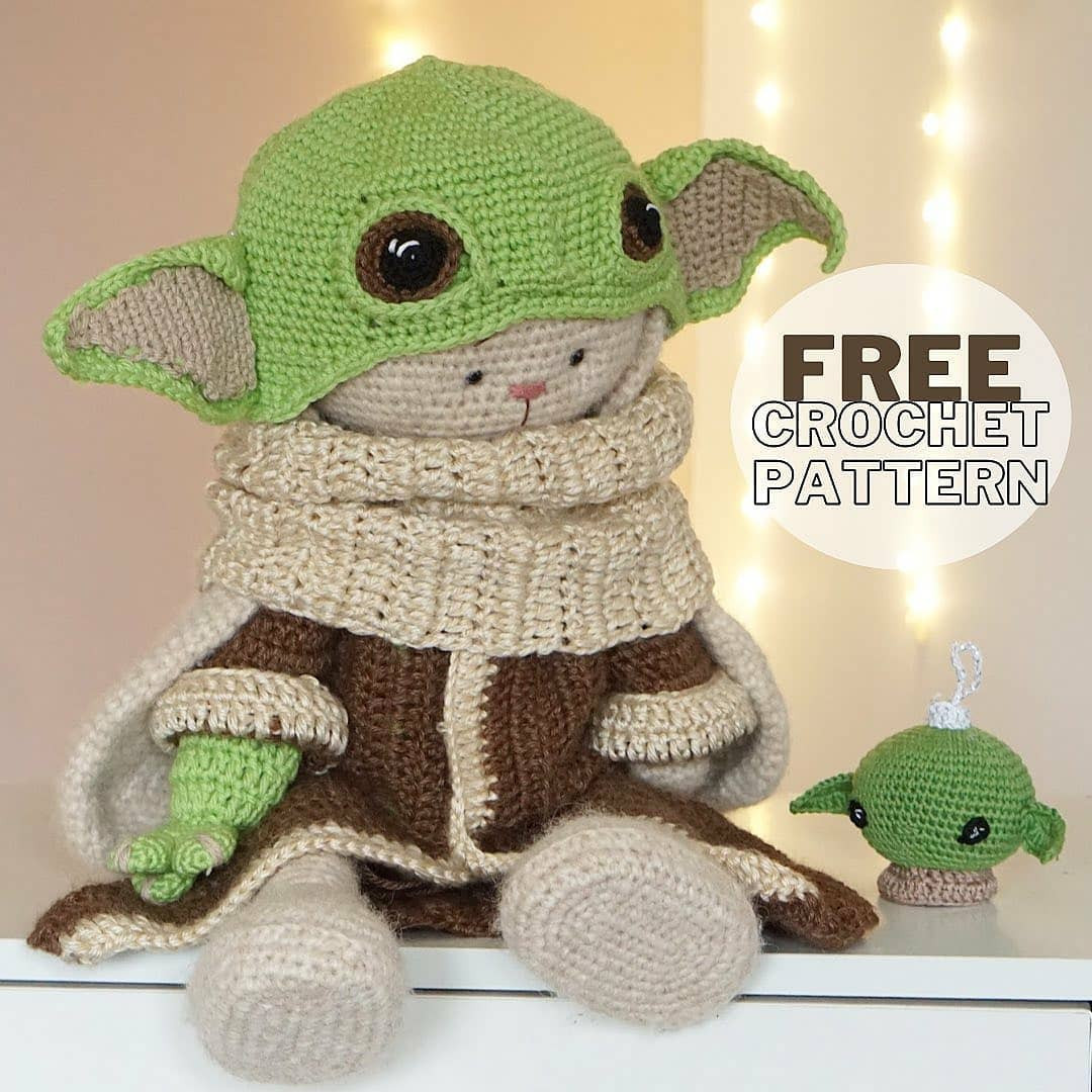 Free Crochet Pattern for Baby Yoda Amigurumi Doll with Detailed Instructions