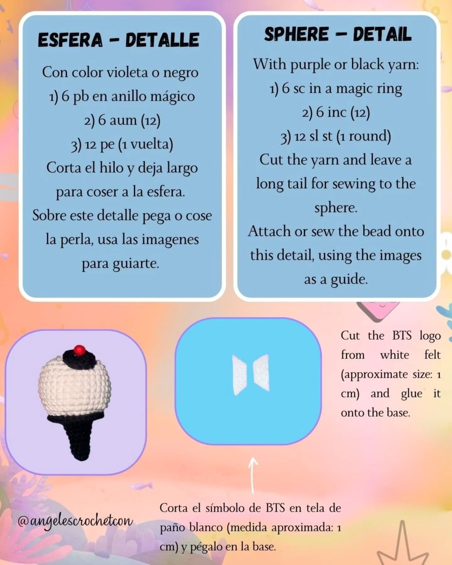 Free Crochet Pattern for BTS Army Bomb Amigurumi Keychain by Angeles Crochet