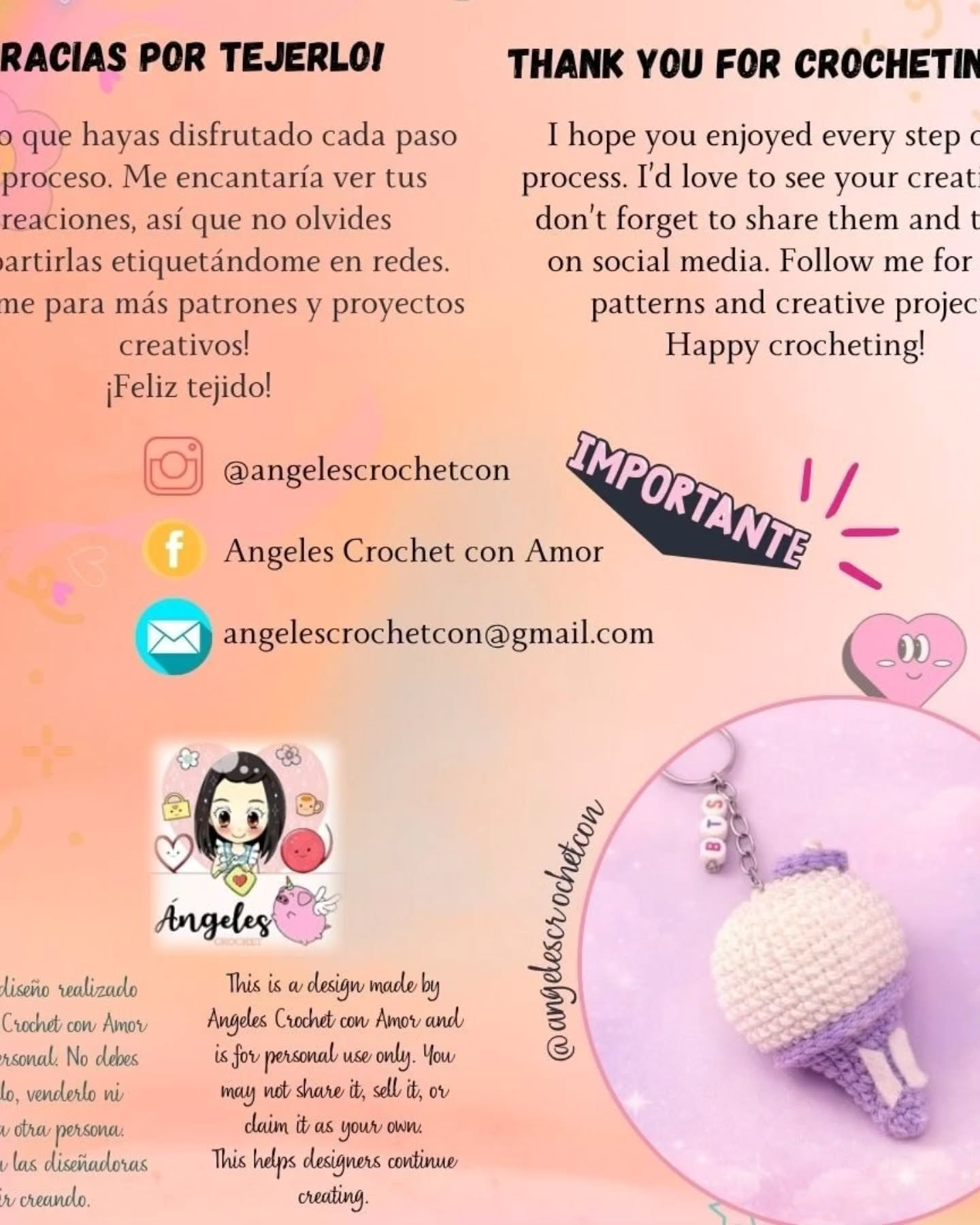 Free Crochet Pattern for BTS Army Bomb Amigurumi Keychain by Angeles Crochet