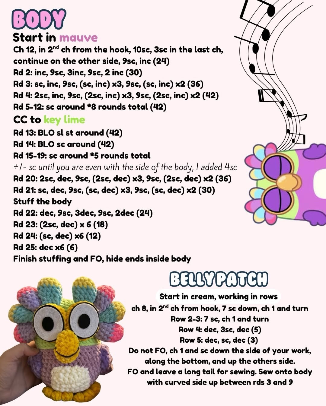 Free Crochet Pattern for Chattybird Amigurumi by Comfort Loops with Color Guide and Instructions