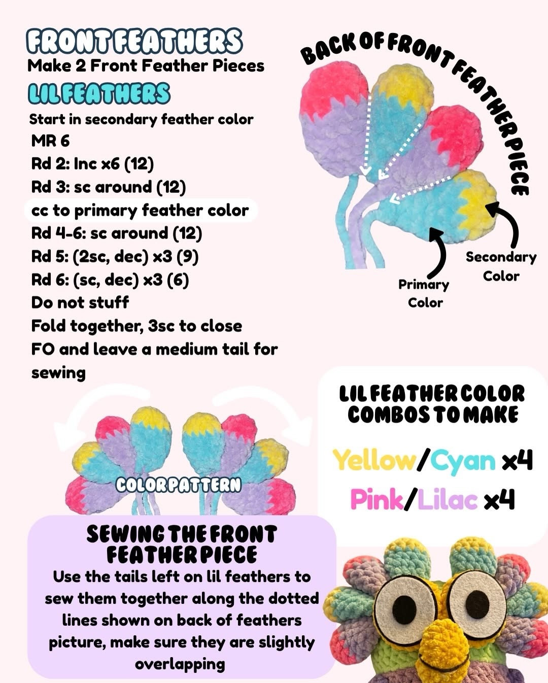Free Crochet Pattern for Chattybird Amigurumi by Comfort Loops with Color Guide and Instructions