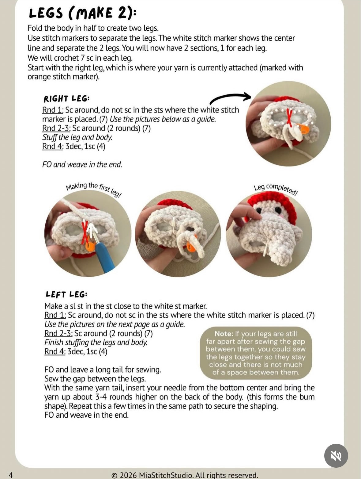 Free Crochet Pattern for Cheeky Mushroom Amigurumi Doll - No Sew, Chenille Yarn