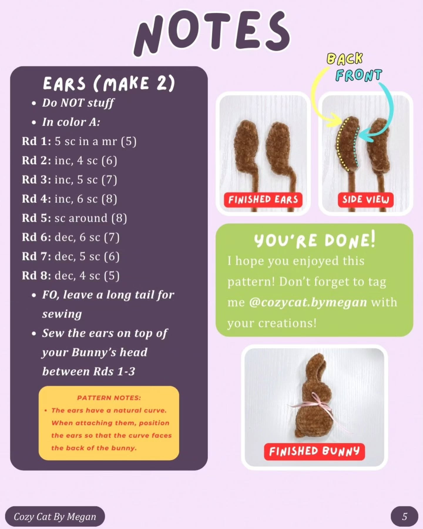Free Crochet Pattern for Chocolate Bunny Amigurumi by Cozy Cat By Megan
