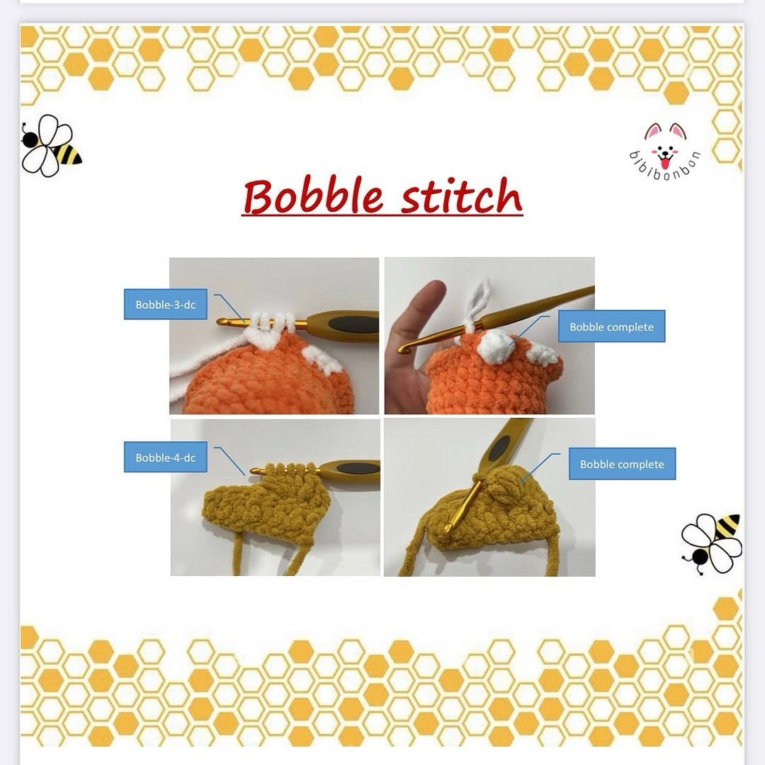 Free Crochet Pattern for Chubby Bee by Bibibonbon - No Sew Amigurumi