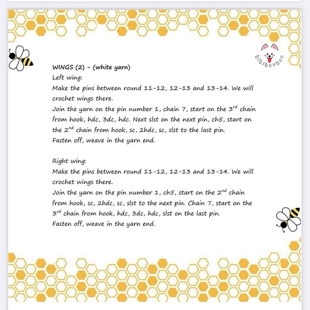 Free Crochet Pattern for Chubby Bee by Bibibonbon - No Sew Amigurumi