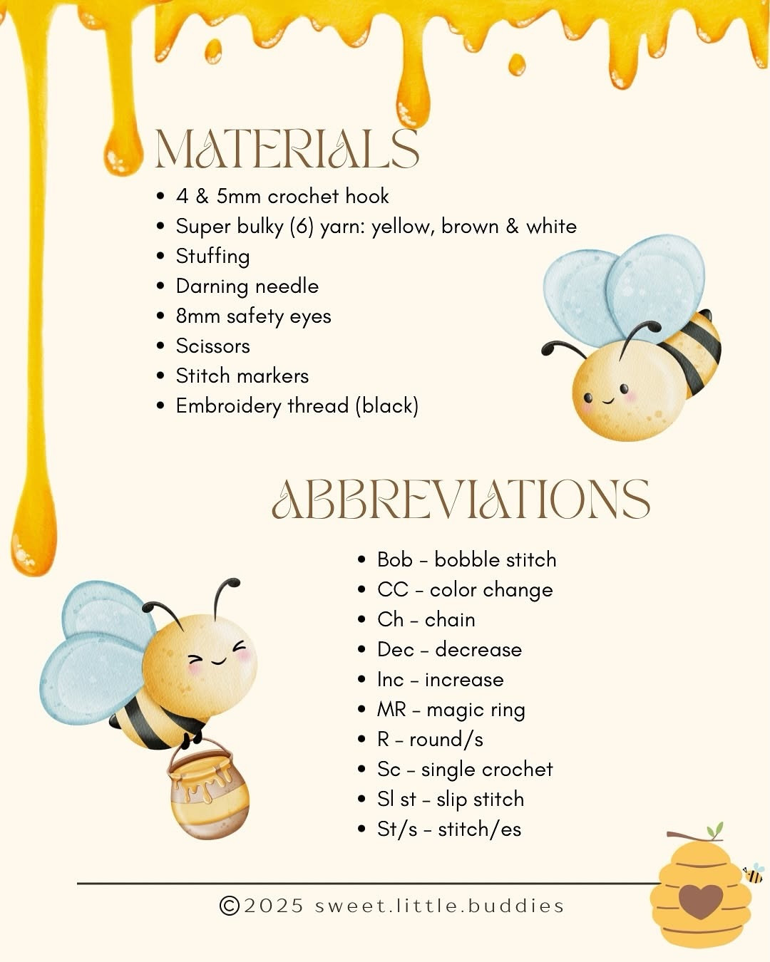 Free Crochet Pattern for Cute Amigurumi Bee Buddy with Bobble Stitch Details