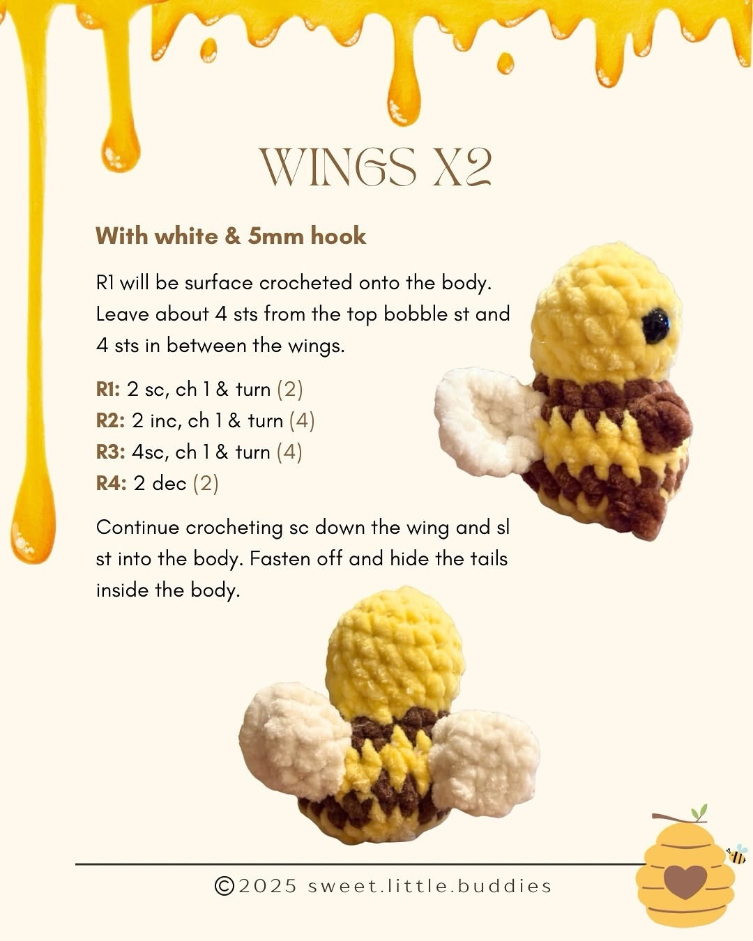 Free Crochet Pattern for Cute Amigurumi Bee Buddy with Bobble Stitch Details