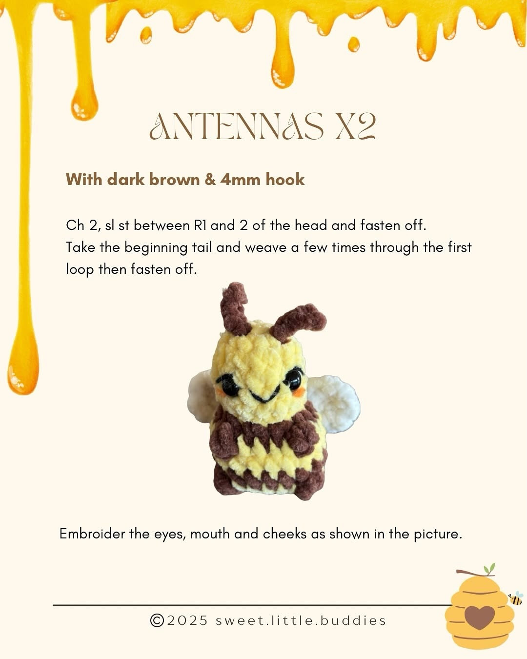 Free Crochet Pattern for Cute Amigurumi Bee Buddy with Bobble Stitch Details