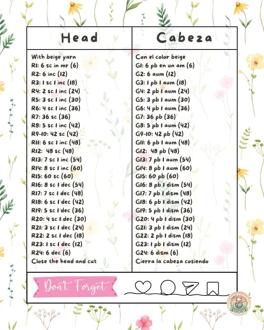 Free Crochet Pattern for Cute Amigurumi Dolls with Green Dress and Daisy Headband - English & Spanish Tutorial by Tobbys Handcraft