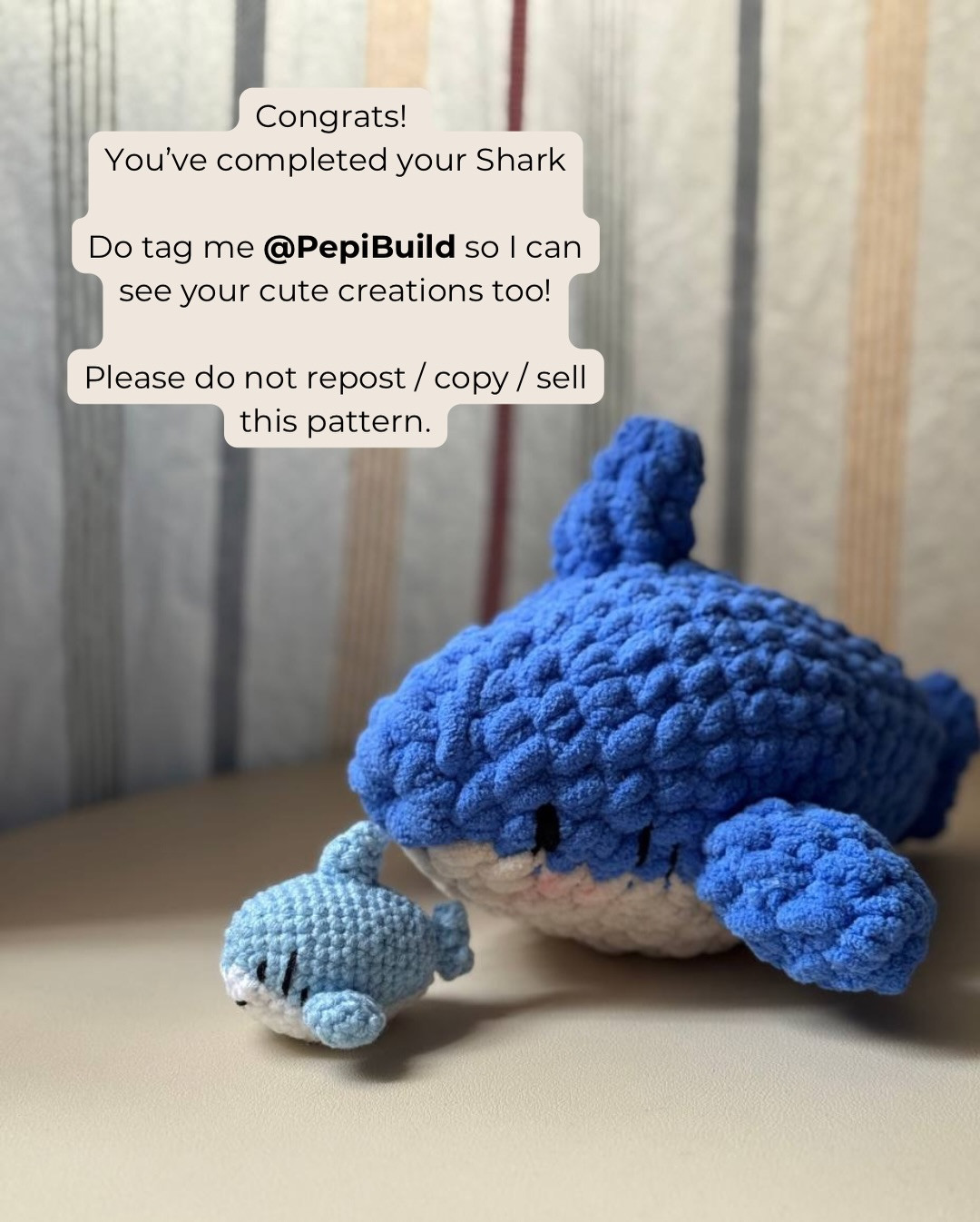 Free Crochet Pattern for Cute Blue and White Amigurumi Shark Doll