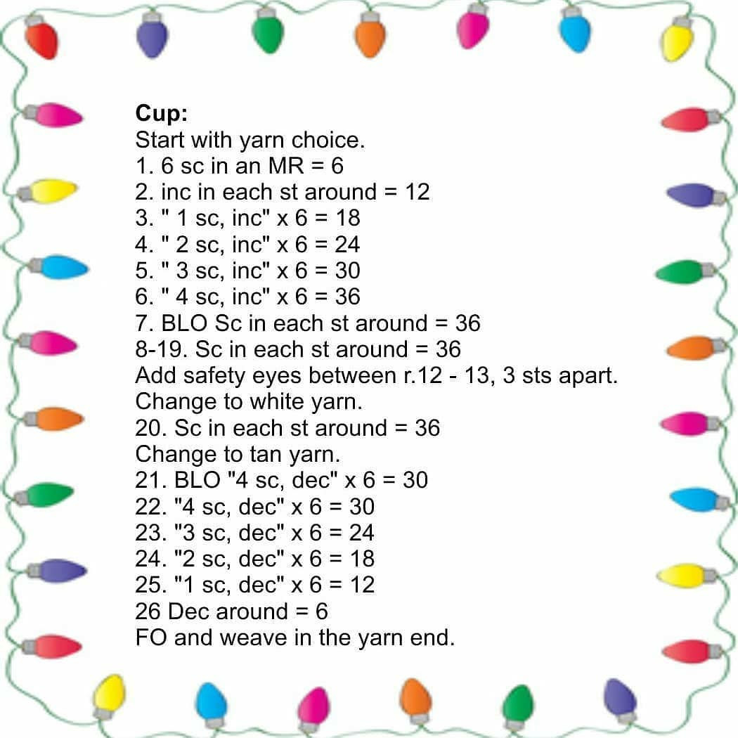 Free Crochet Pattern for Cute Christmas Hot Cocoa Mug Amigurumi with Holly Leaves and Berry