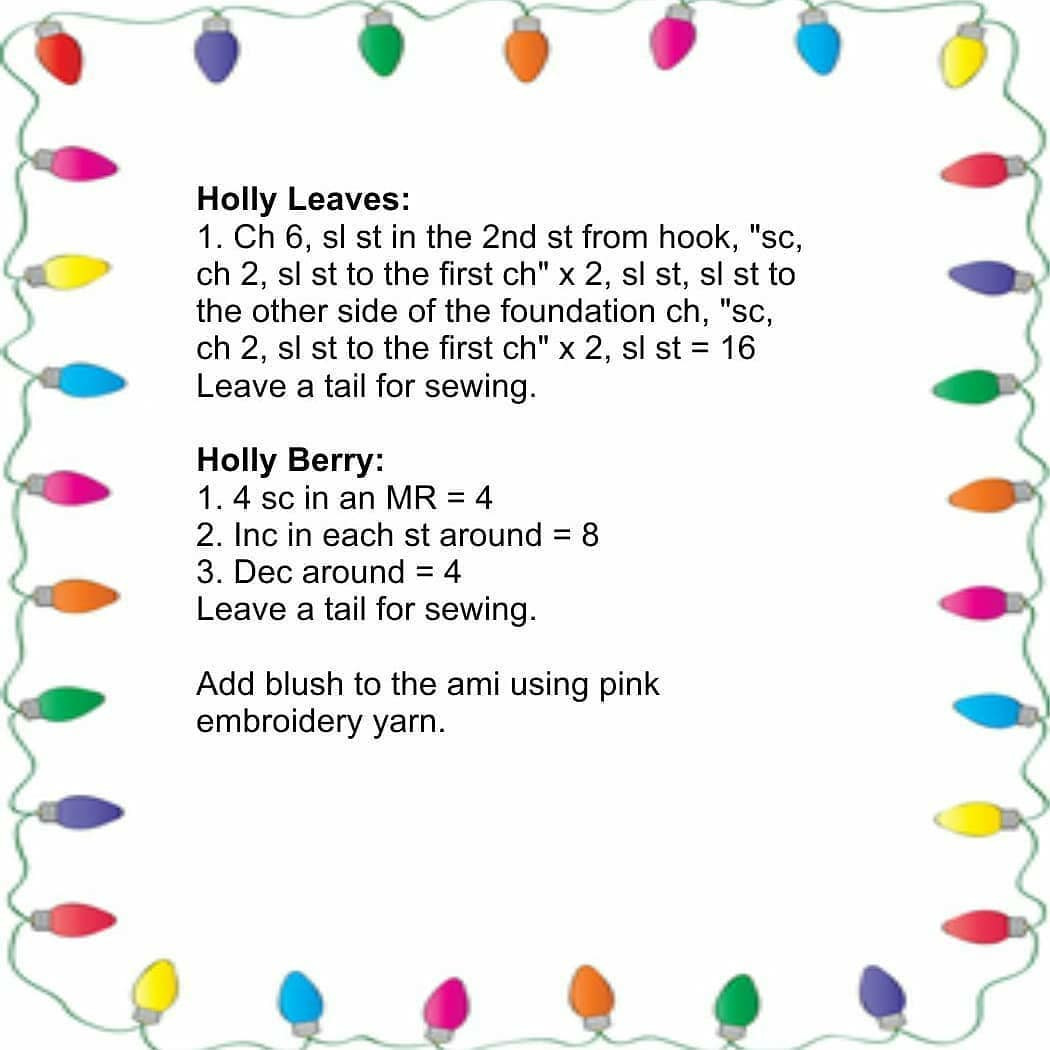 Free Crochet Pattern for Cute Christmas Hot Cocoa Mug Amigurumi with Holly Leaves and Berry