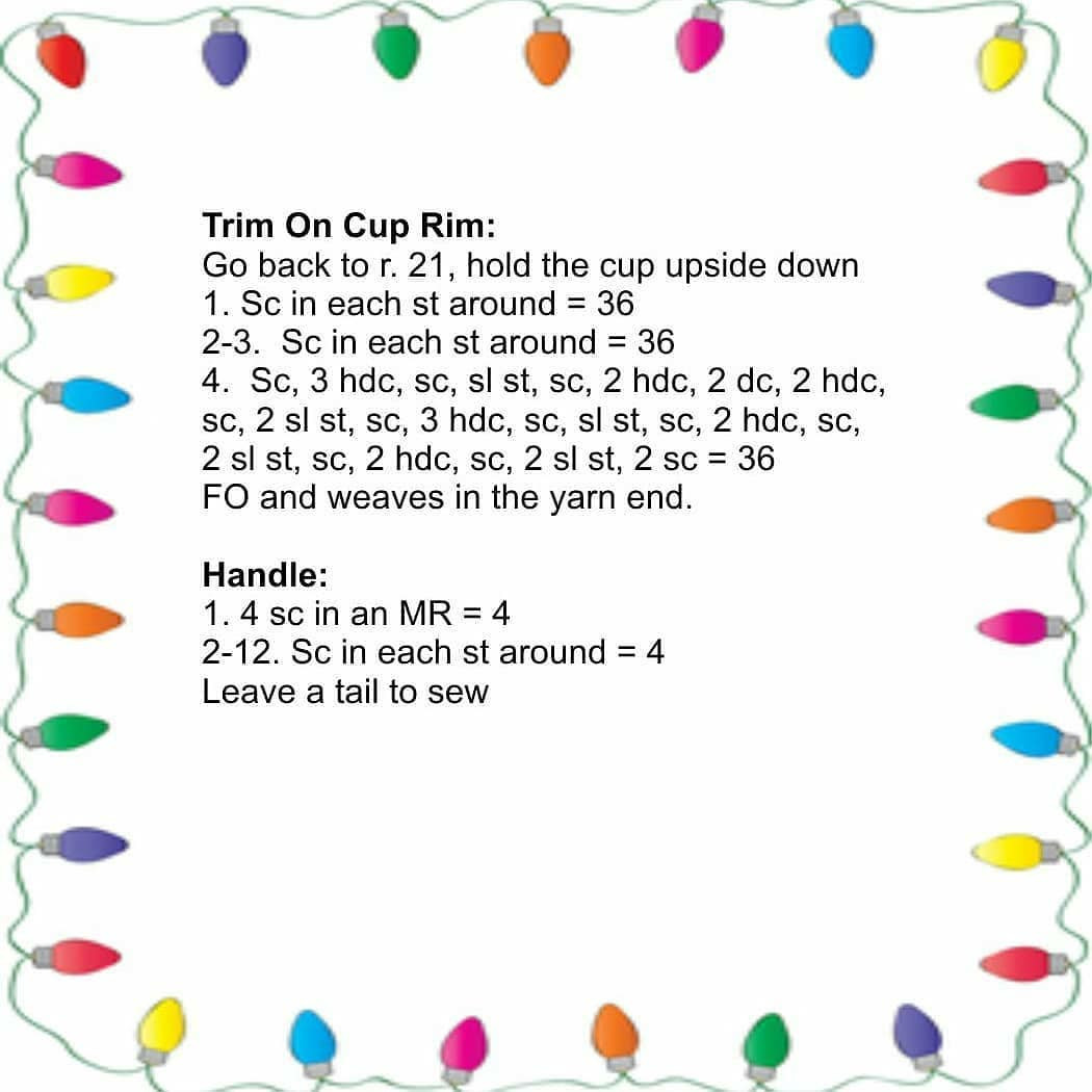 Free Crochet Pattern for Cute Christmas Hot Cocoa Mug Amigurumi with Holly Leaves and Berry