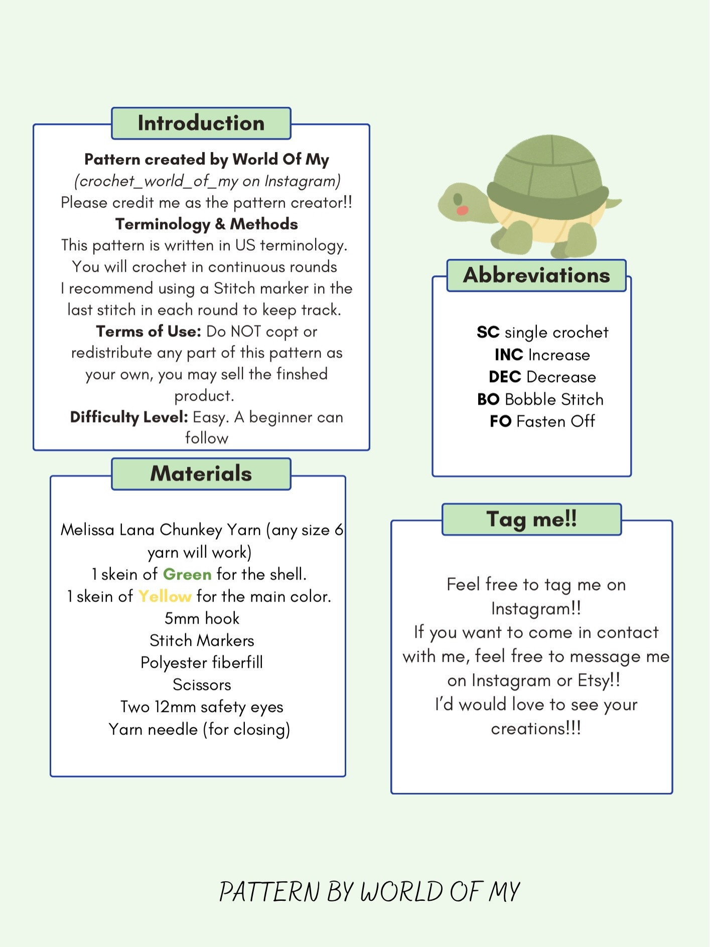Free Crochet Pattern for Cute Chunky Turtle Amigurumi with Bobble Stitch Shell