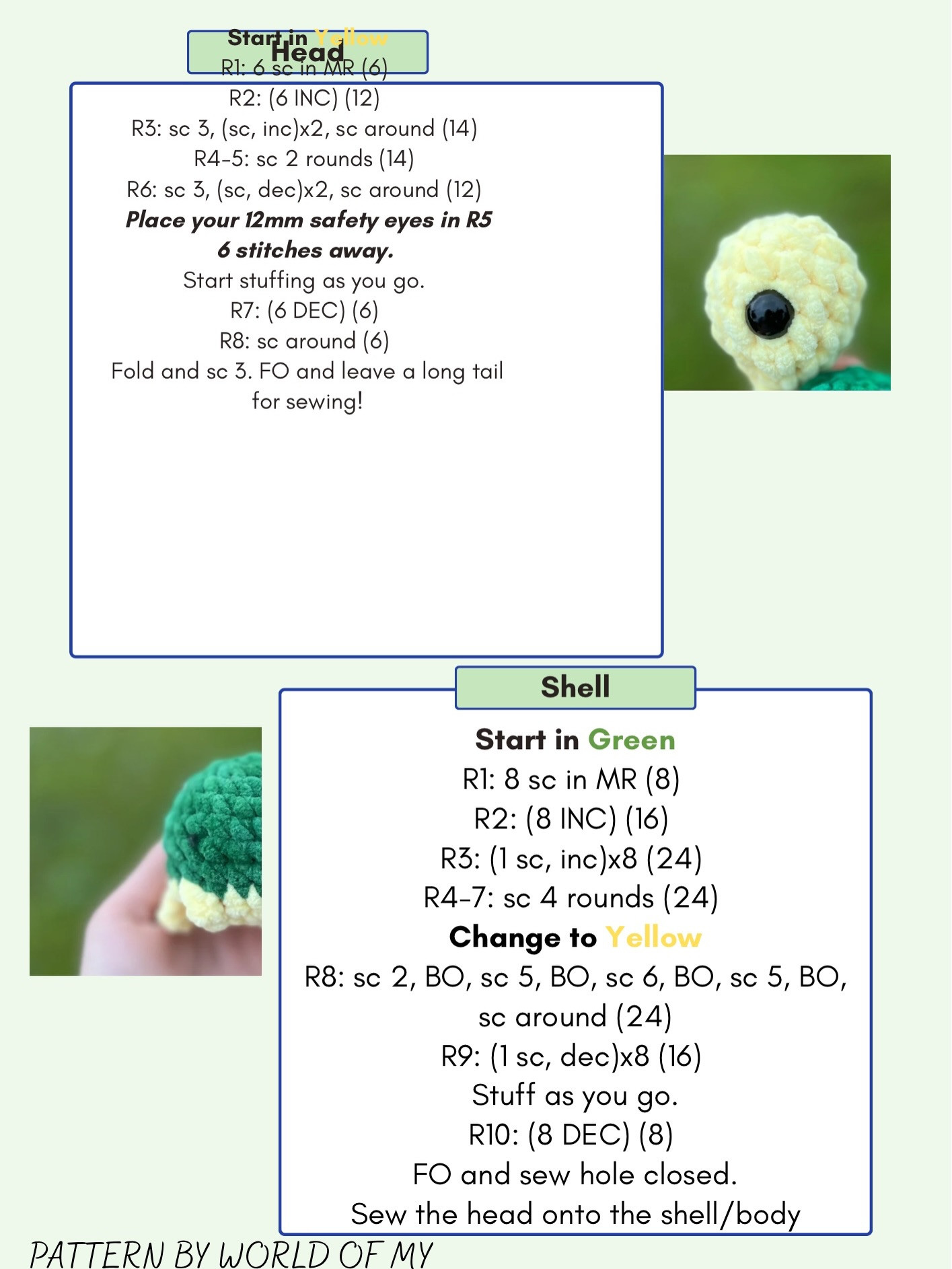 Free Crochet Pattern for Cute Chunky Turtle Amigurumi with Bobble Stitch Shell