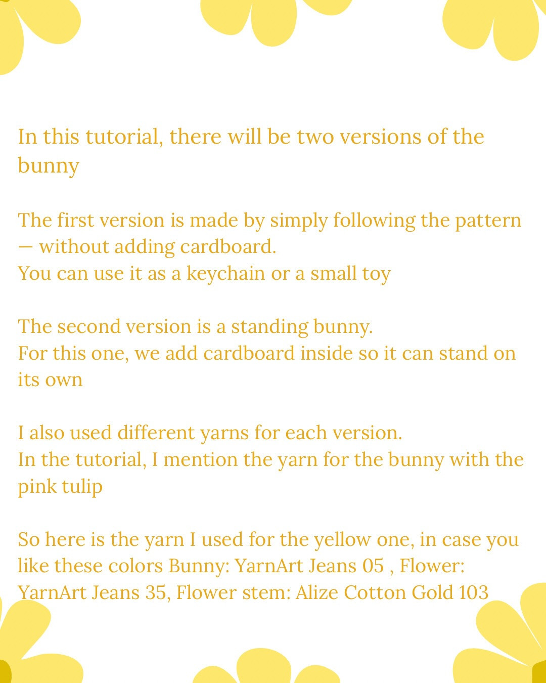 Free Crochet Pattern for Cute Cream Bunny with Yellow Tulip Flower - Amigurumi Tutorial