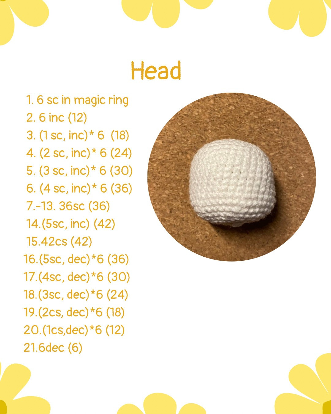 Free Crochet Pattern for Cute Cream Bunny with Yellow Tulip Flower - Amigurumi Tutorial