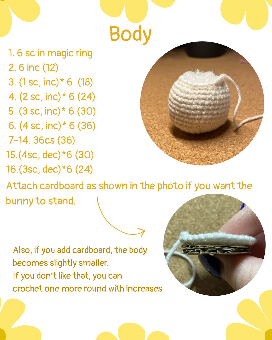 Free Crochet Pattern for Cute Cream Bunny with Yellow Tulip Flower - Amigurumi Tutorial