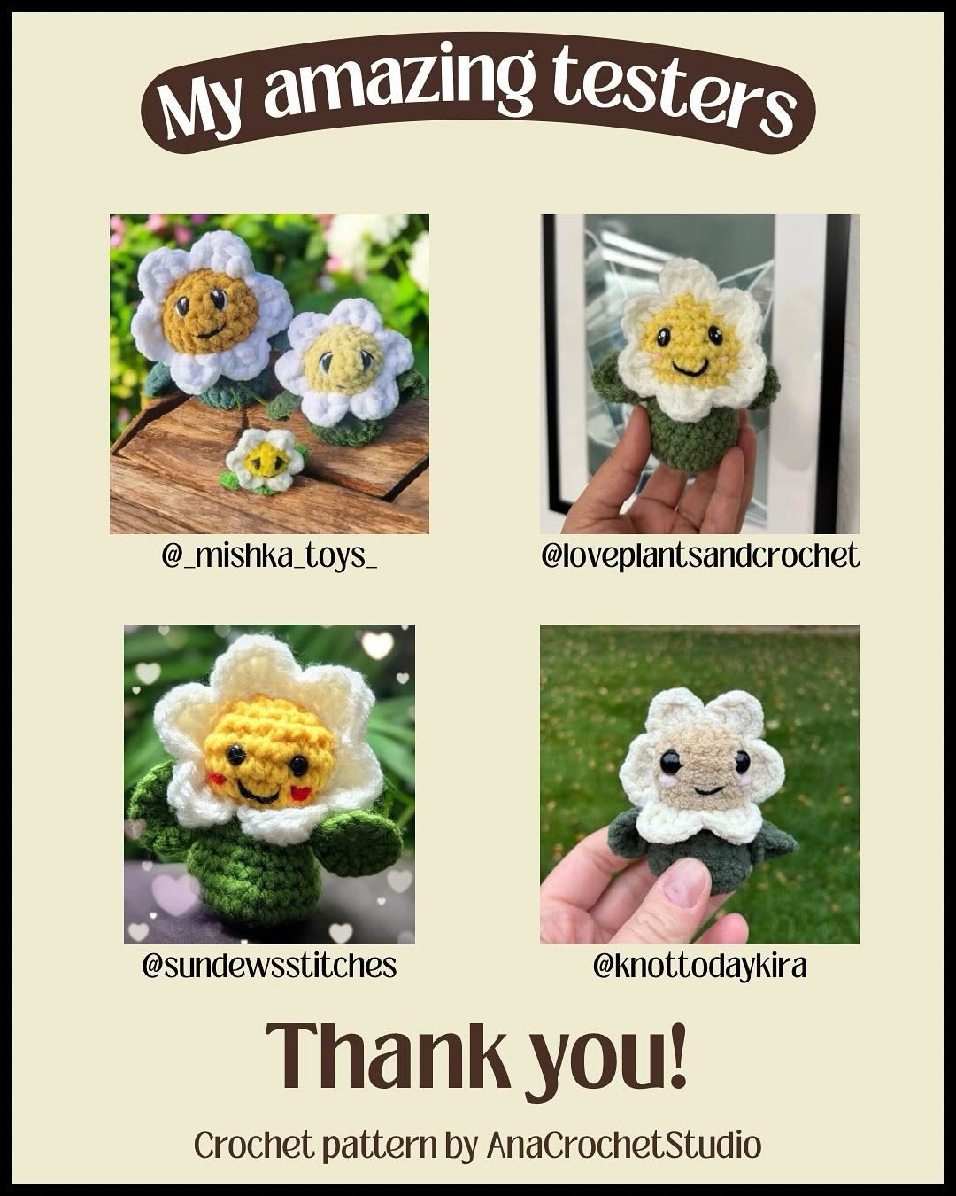 Free Crochet Pattern for Cute Daisy Flower Doll by AnaCrochetStudio - Chenille Yarn Amigurumi Tutorial