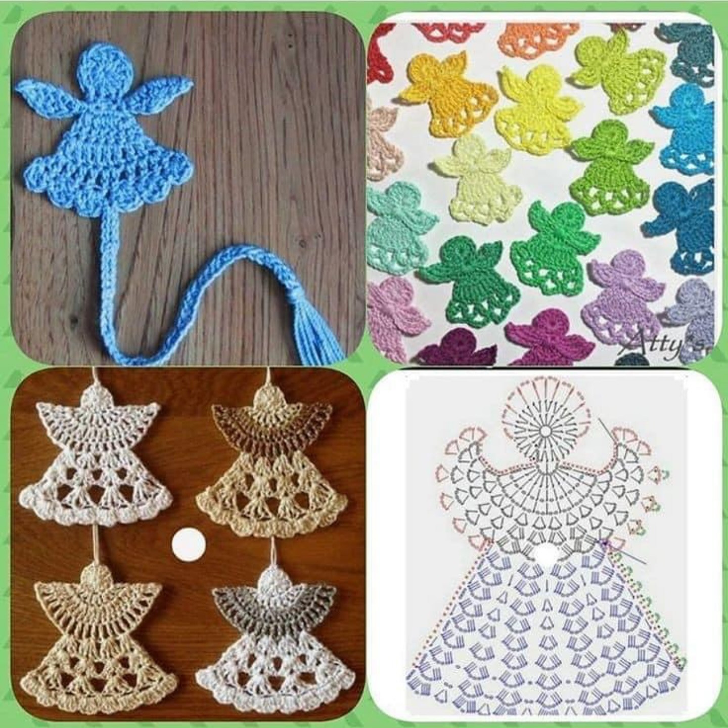 Free Crochet Pattern for Cute Fairy Ornaments with Wings and Body Charts