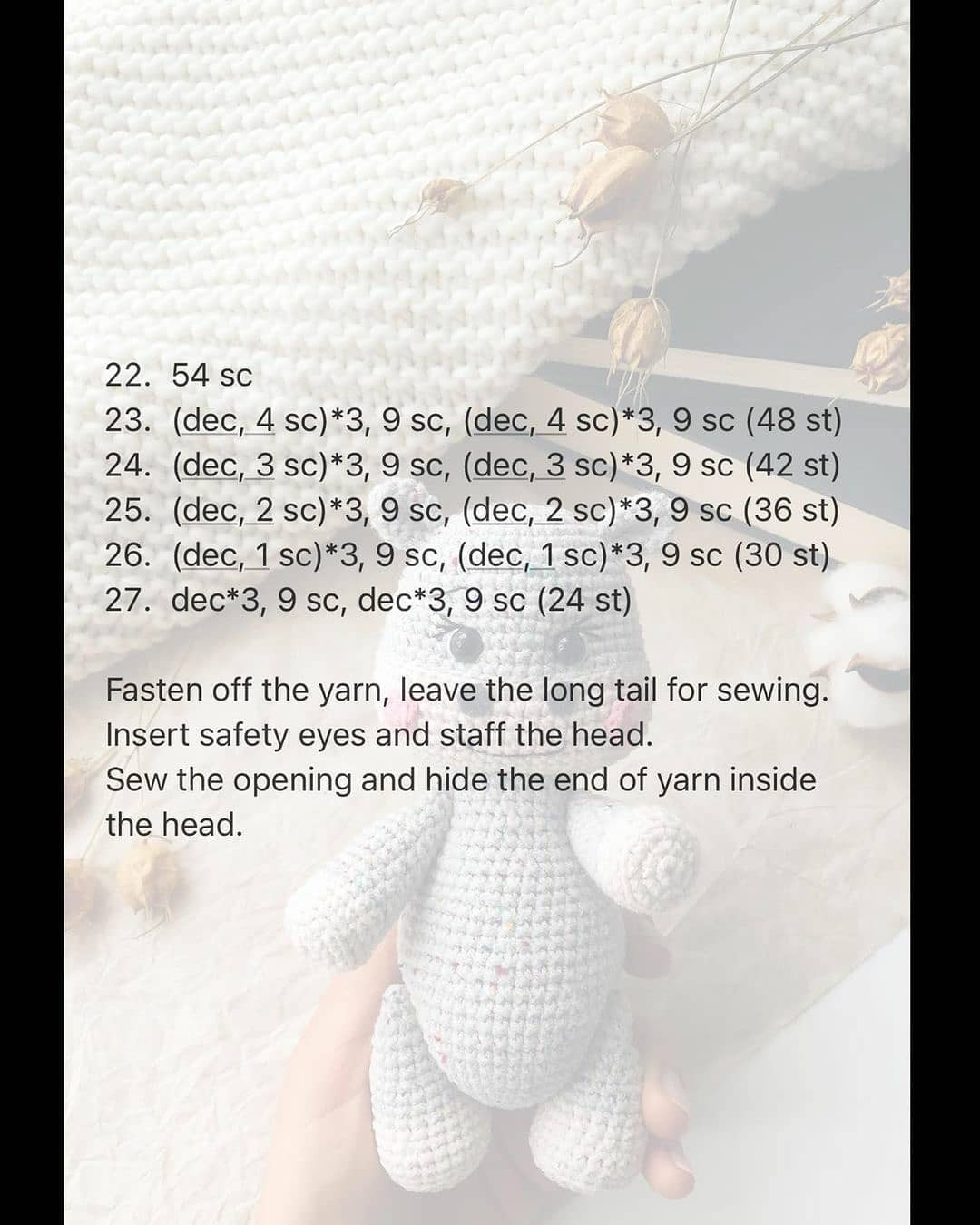 Free Crochet Pattern for Cute Gray and Beige Bear Amigurumi Doll with Step-by-Step Instructions