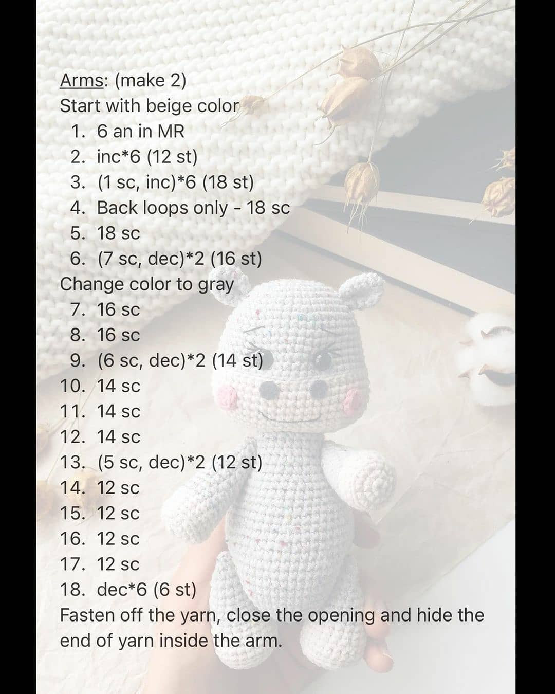 Free Crochet Pattern for Cute Gray and Beige Bear Amigurumi Doll with Step-by-Step Instructions
