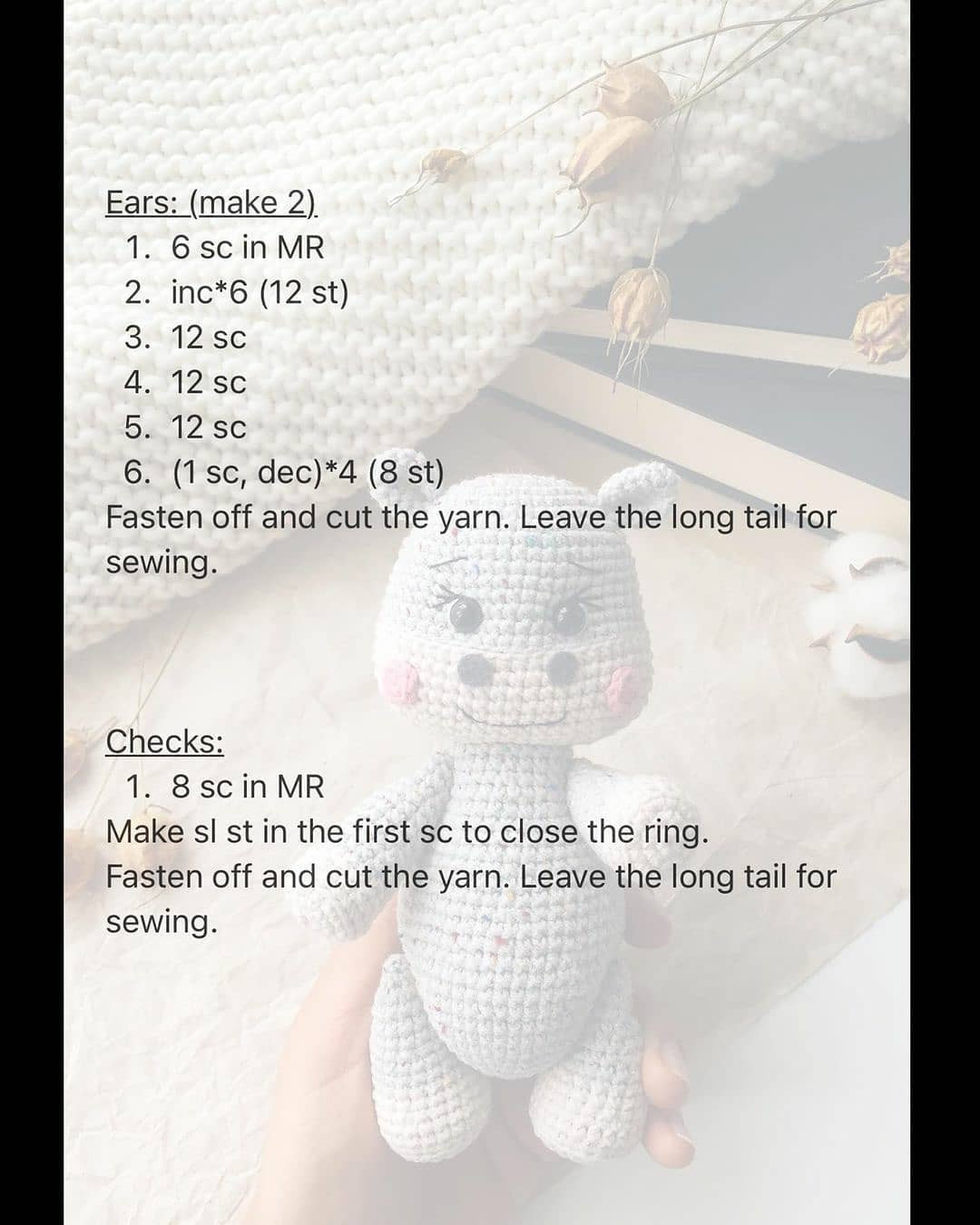 Free Crochet Pattern for Cute Gray and Beige Bear Amigurumi Doll with Step-by-Step Instructions