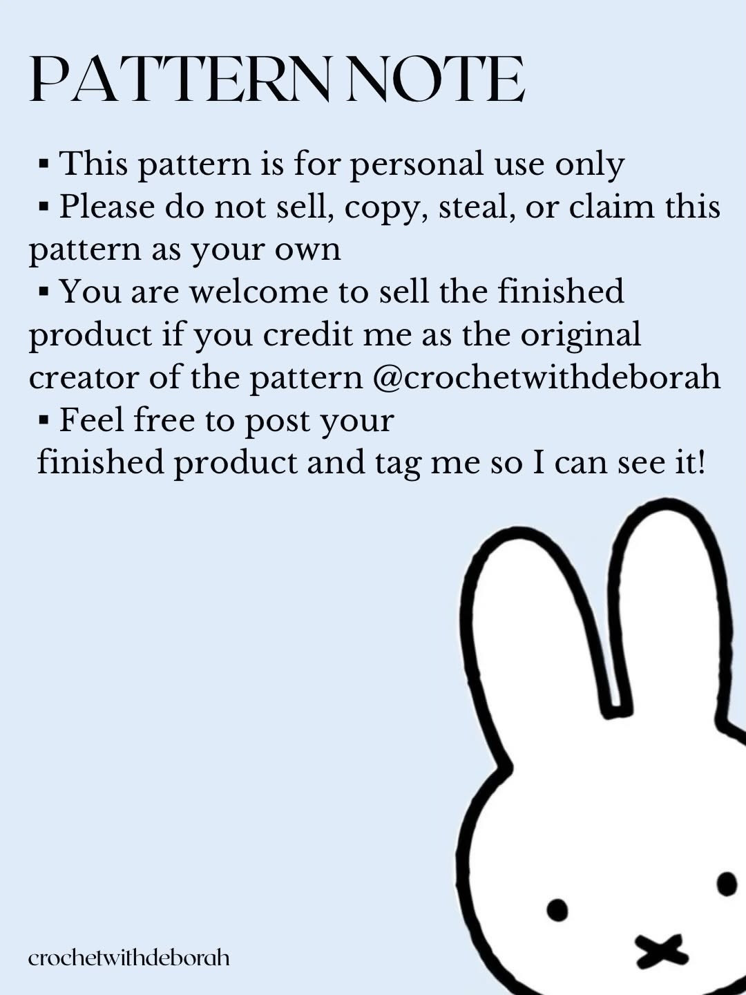 Free Crochet Pattern for Cute Miffy Rabbit Amigurumi with White Body and Blue Ears