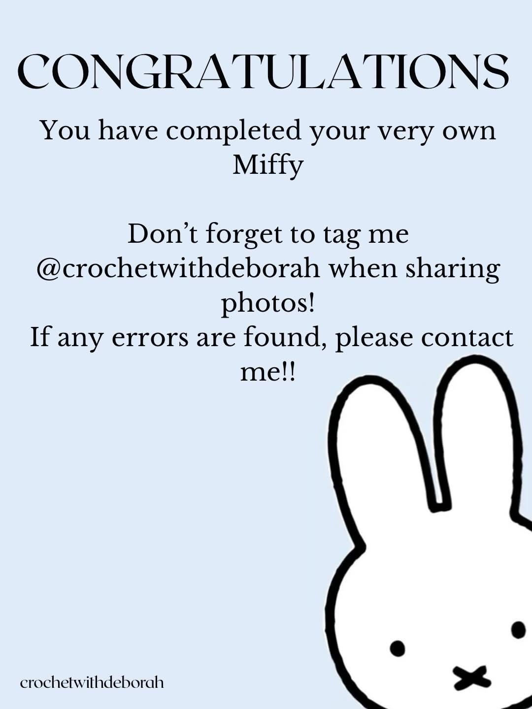 Free Crochet Pattern for Cute Miffy Rabbit Amigurumi with White Body and Blue Ears