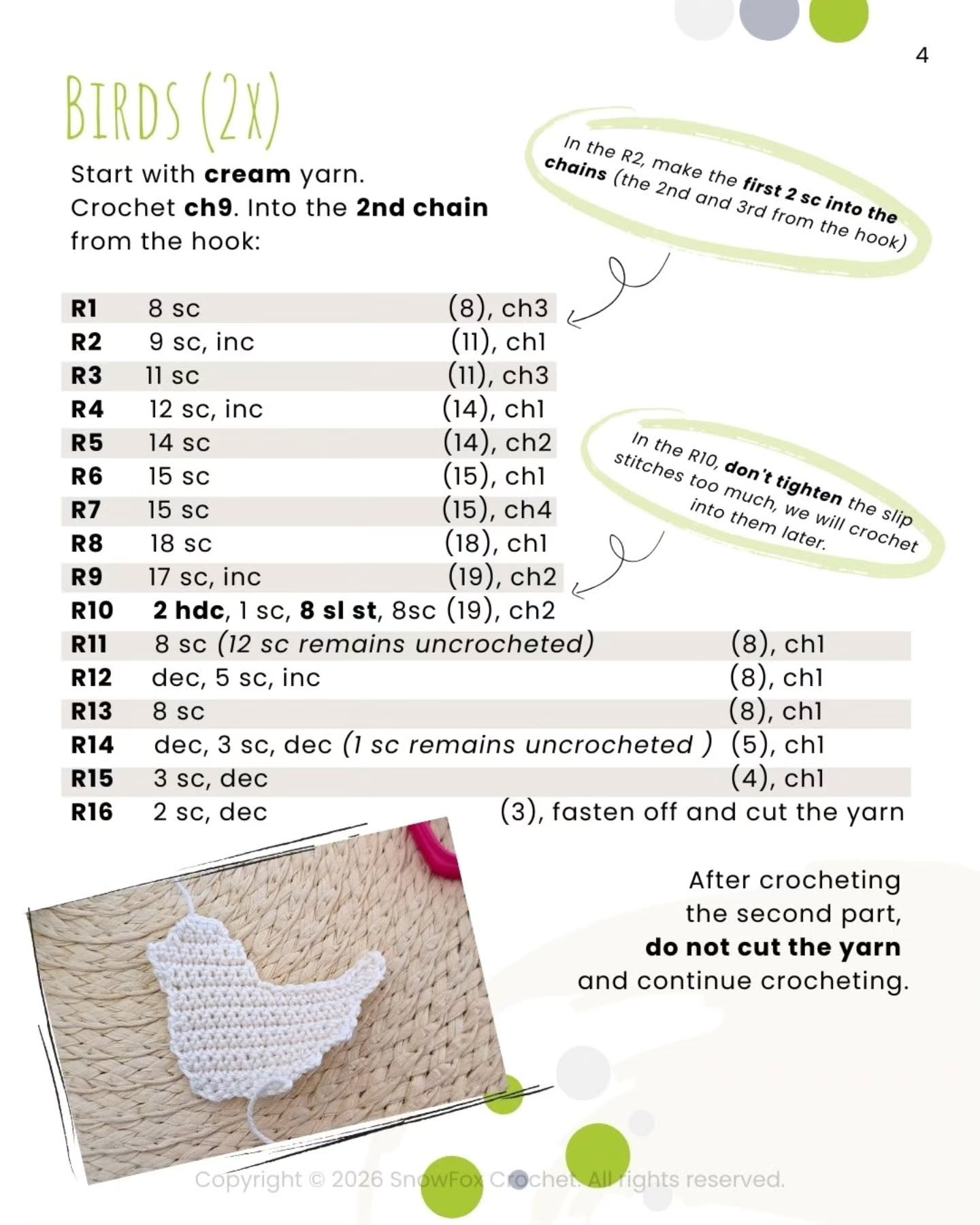 Free Crochet Pattern for Cute Mini Birds Decoration