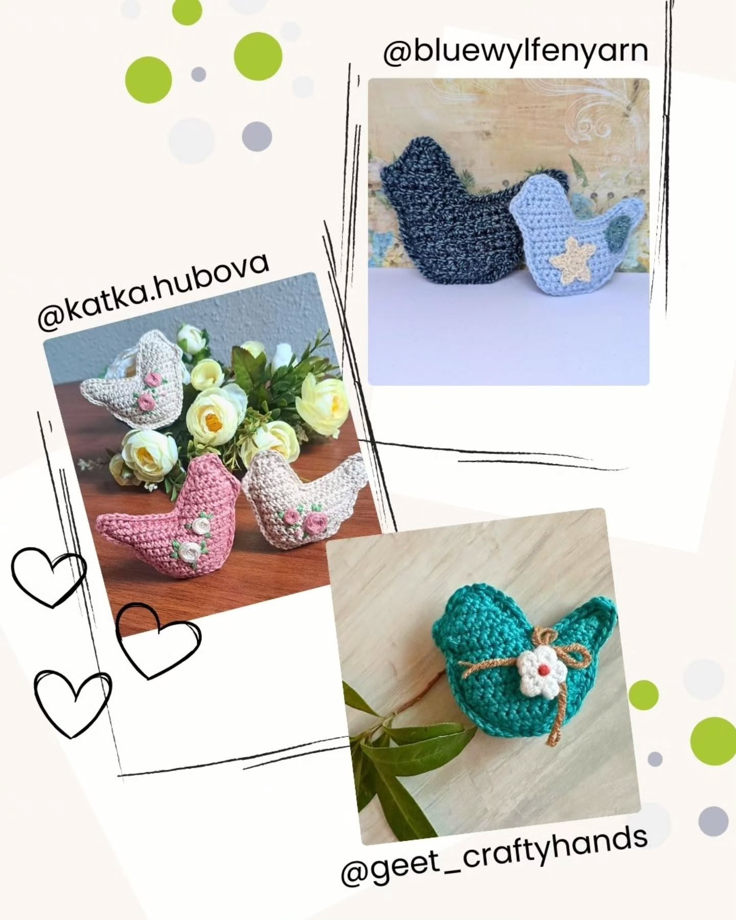 Free Crochet Pattern for Cute Mini Birds Decoration
