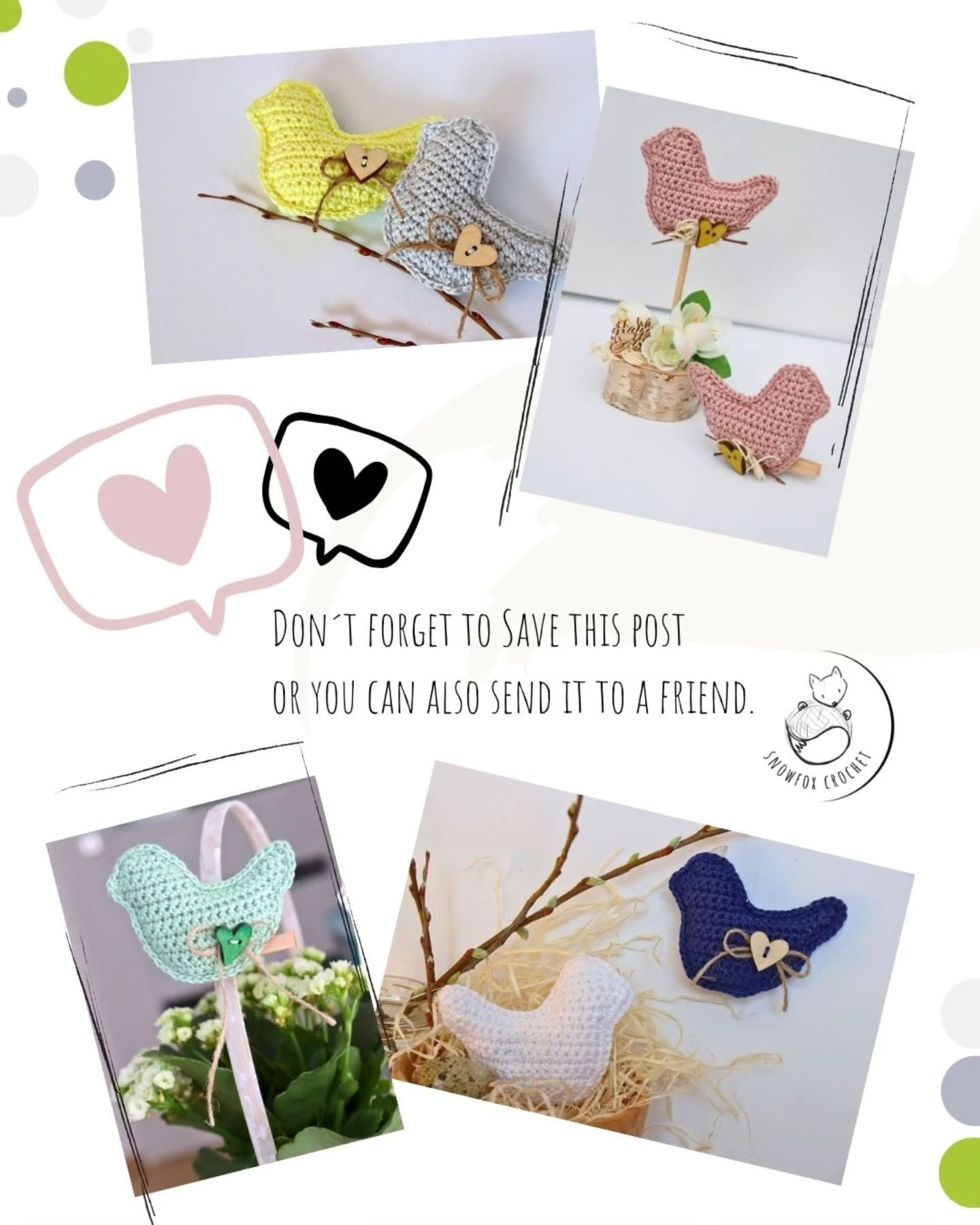 Free Crochet Pattern for Cute Mini Birds Decoration
