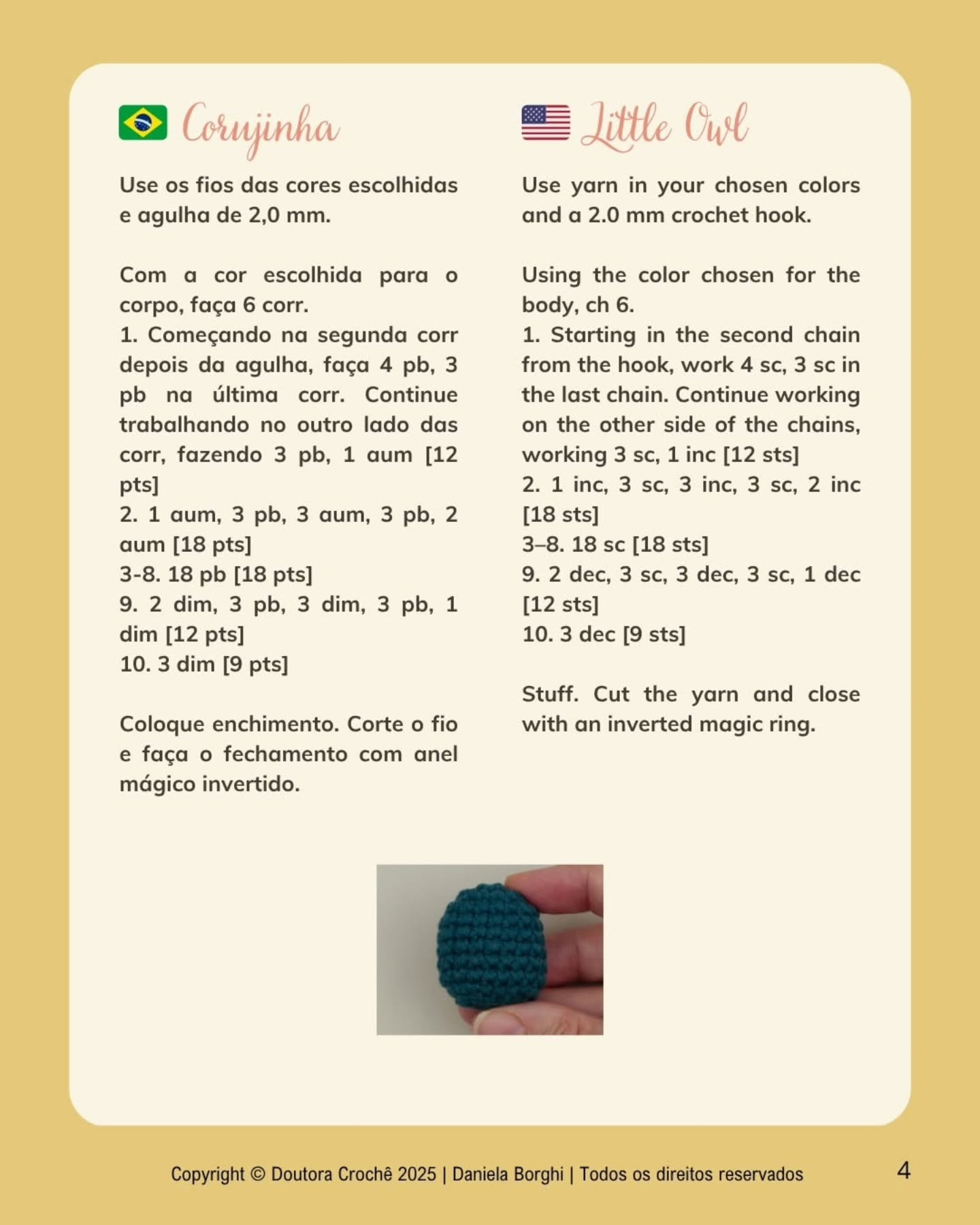 Free Crochet Pattern for Cute Pink Little Owl Amigurumi