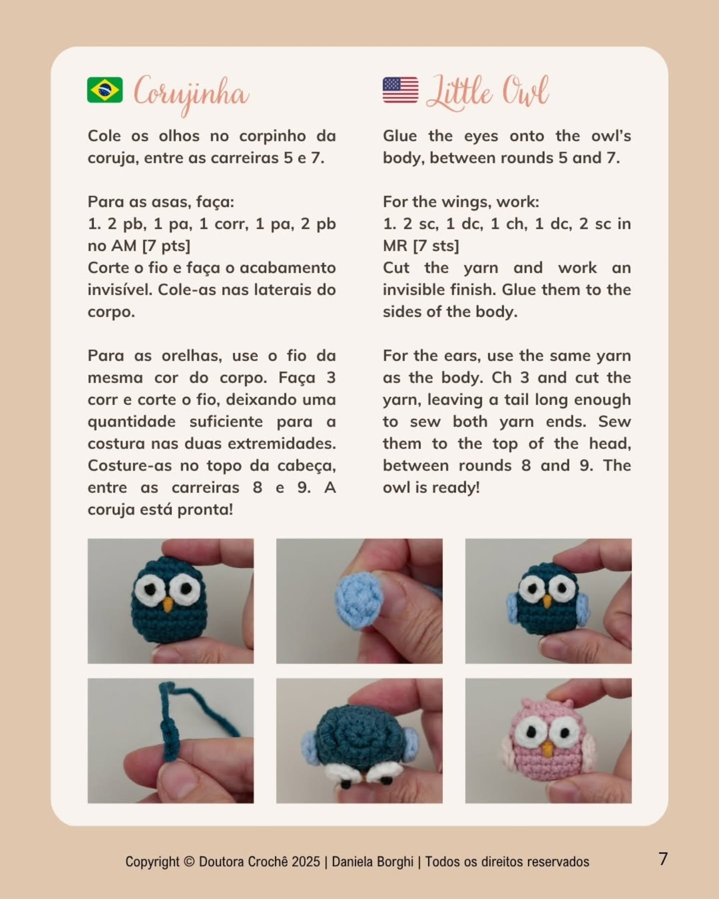 Free Crochet Pattern for Cute Pink Little Owl Amigurumi