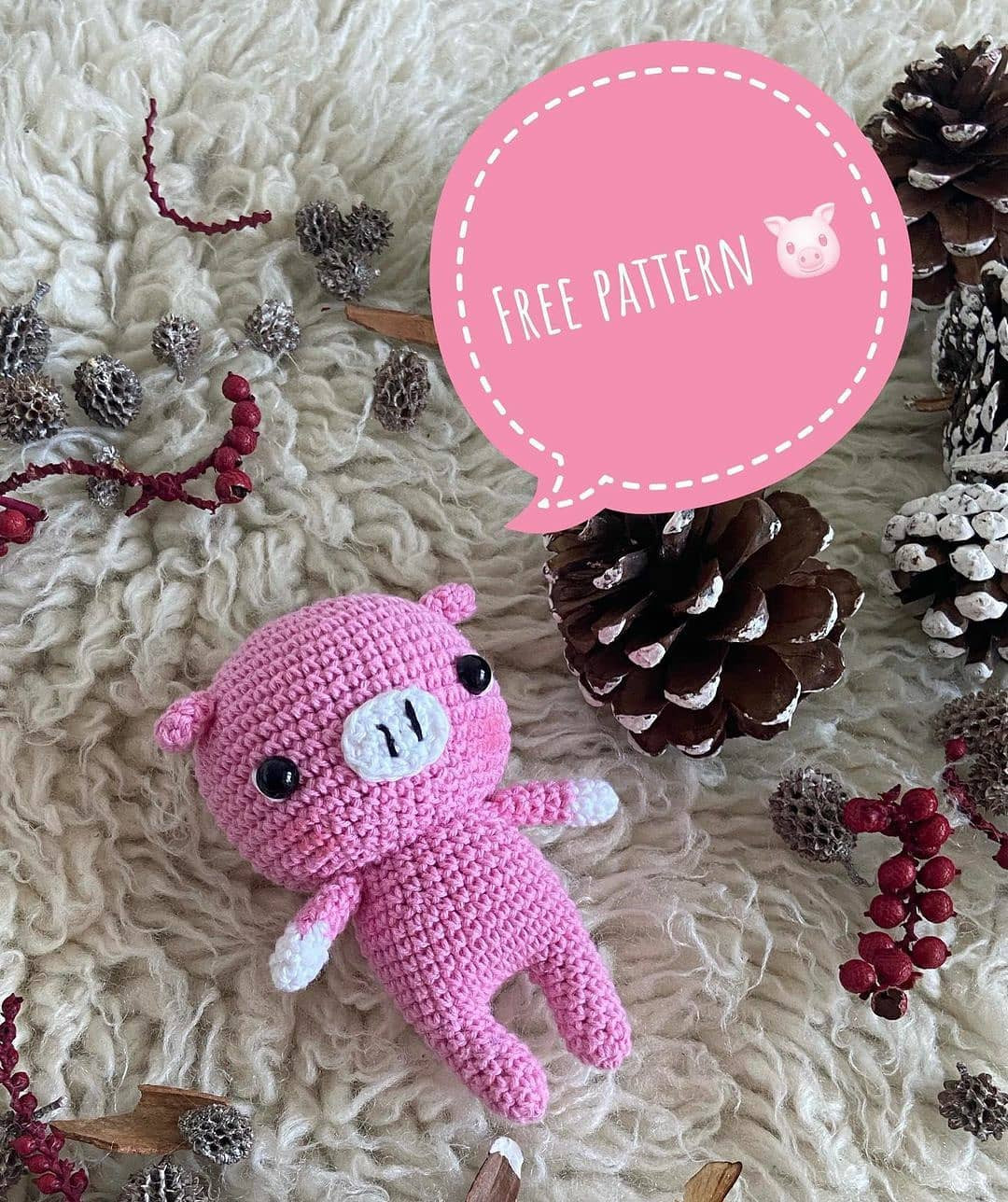 Free Crochet Pattern for Cute Pink Pig Amigurumi Doll