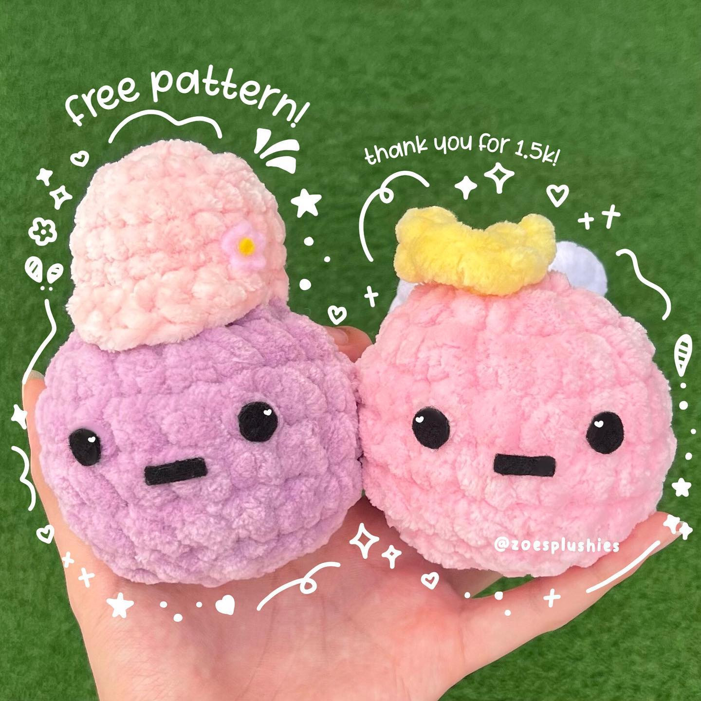 Free Crochet Pattern for Cute Round Angel Amigurumi Dolls with Halo and Wings