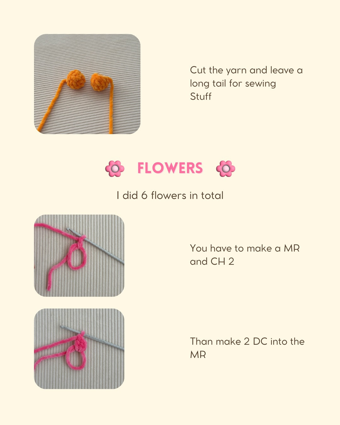 Free Crochet Pattern for Cute Round Chick with Pink Flower Crown Amigurumi Doll