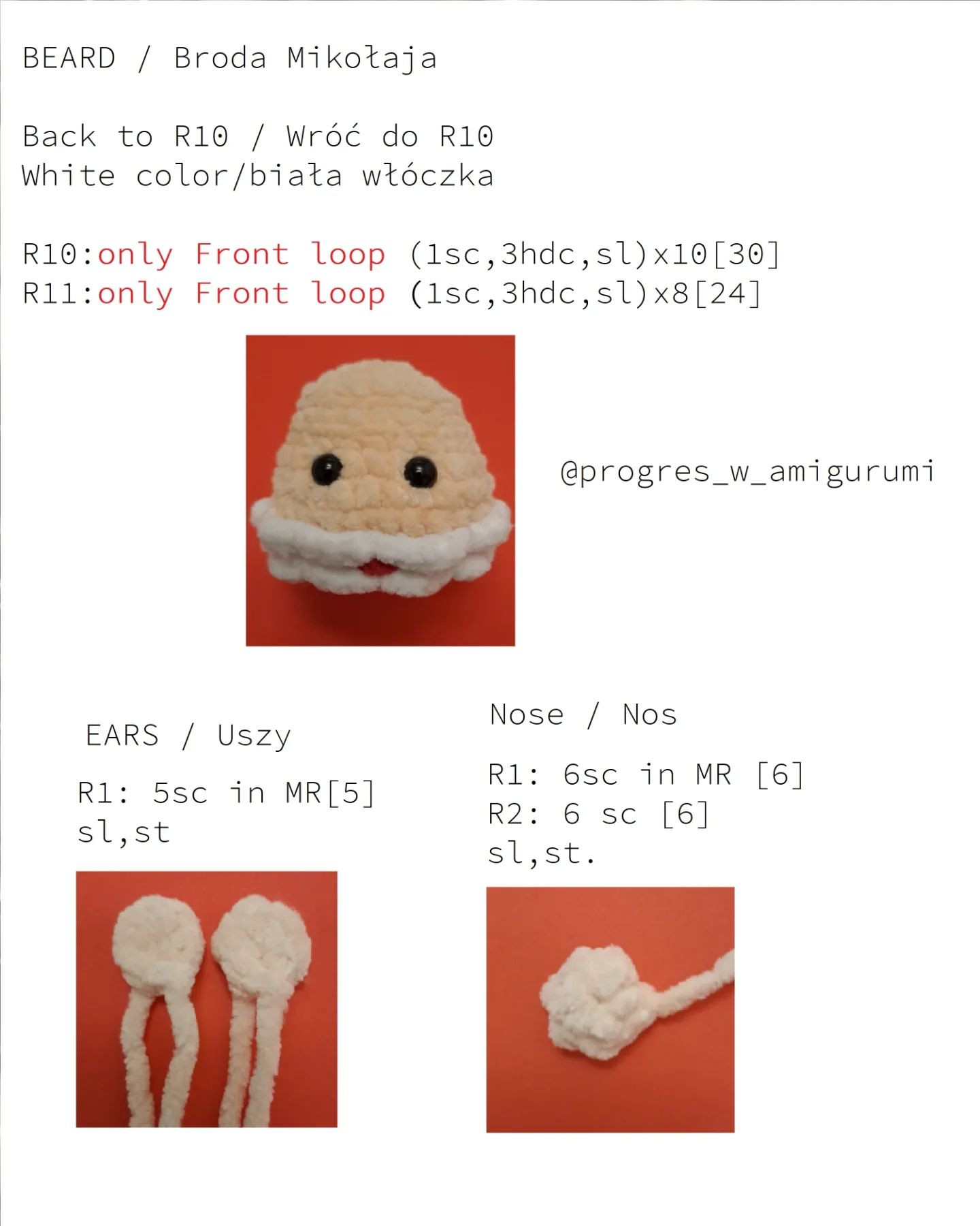 Free Crochet Pattern for Cute Santa Claus Amigurumi Ornament