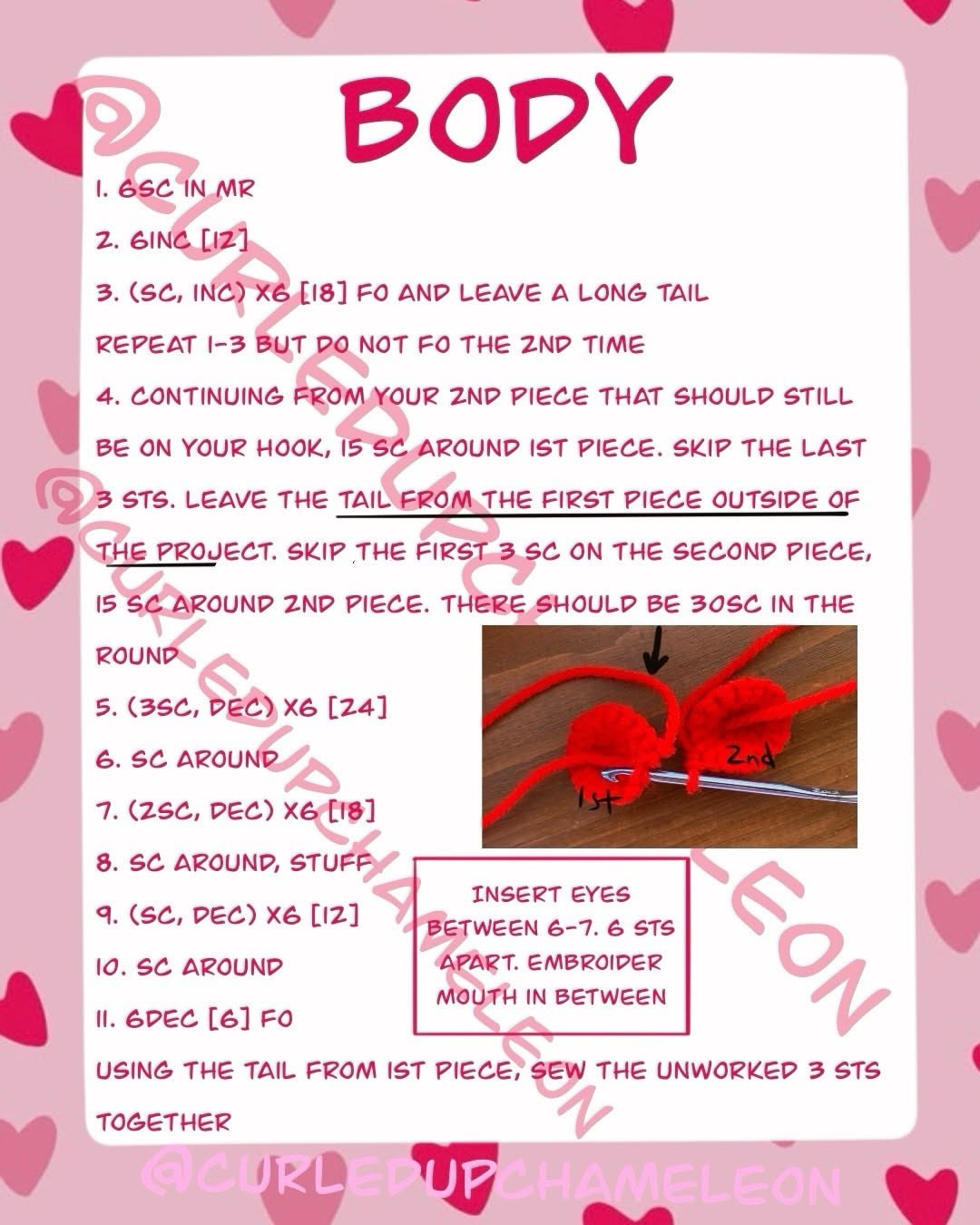 Free Crochet Pattern for Heart Buddy Amigurumi Doll by CurledUpChameleon