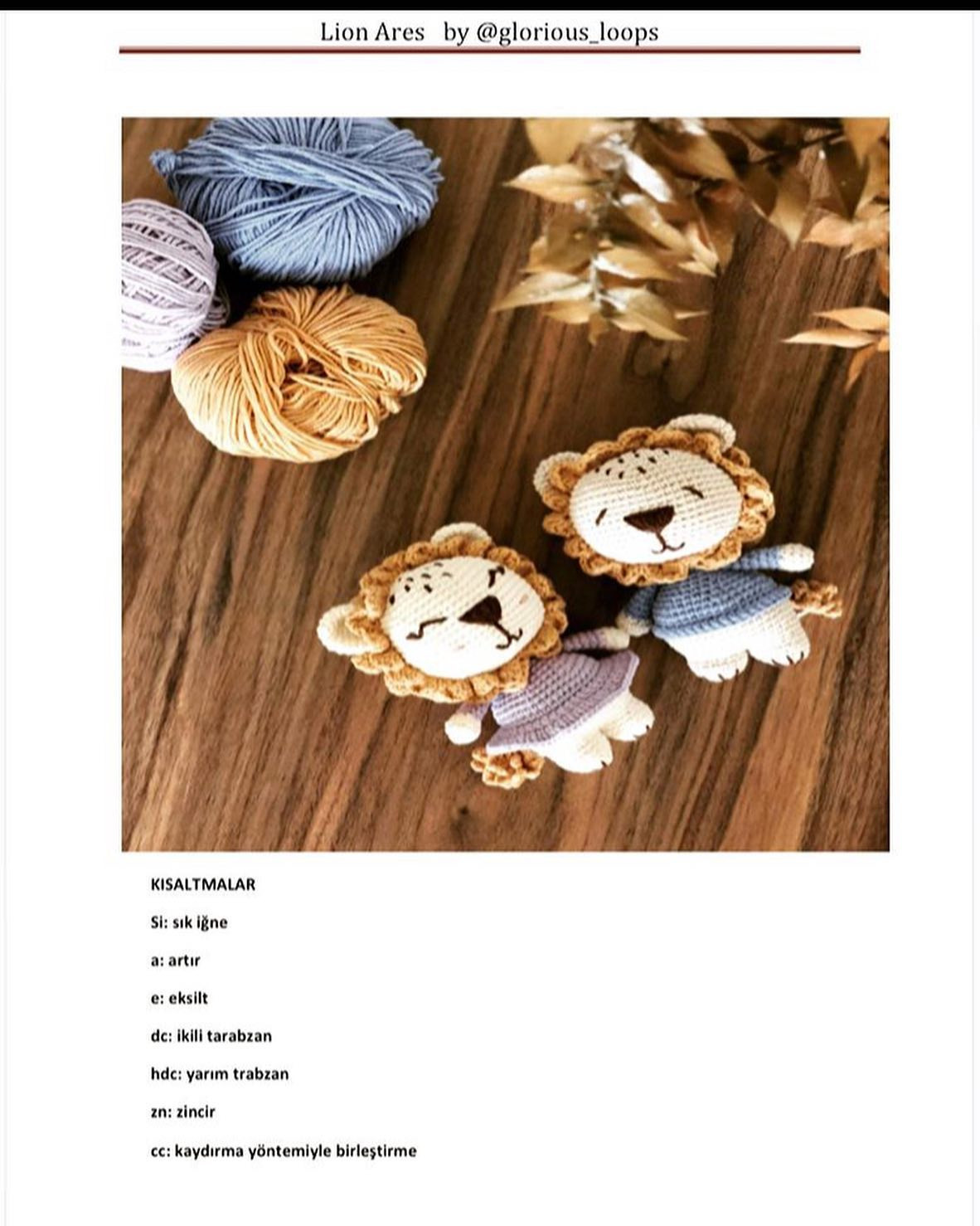 Free Crochet Pattern for Lion Ares Amigurumi Doll by Glorious Loops