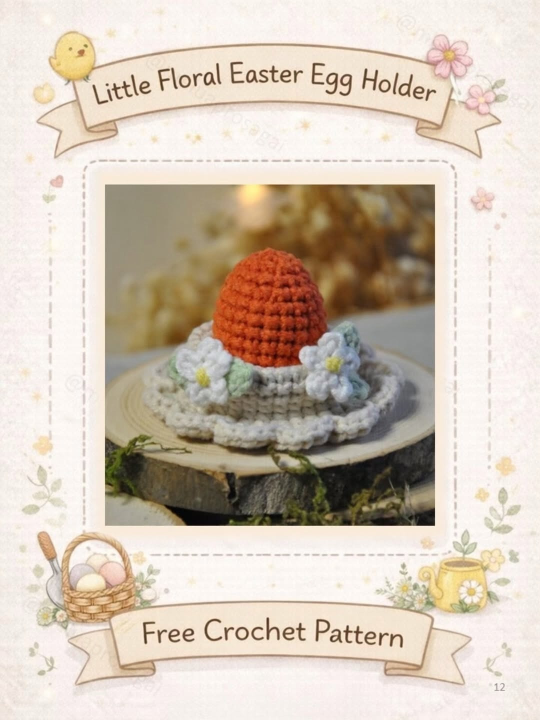 Free Crochet Pattern for Little Floral Easter Egg Holder with Step-by-Step Instructions