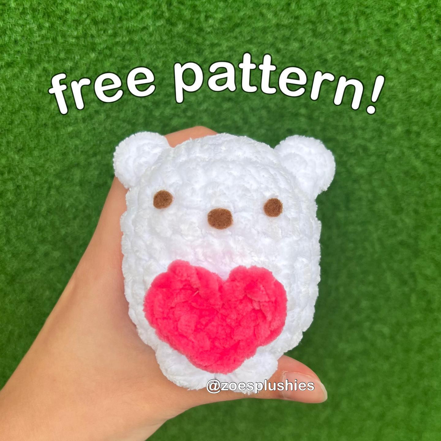 Free Crochet Pattern for Love Shirokuma Amigurumi Bear with Pink Heart