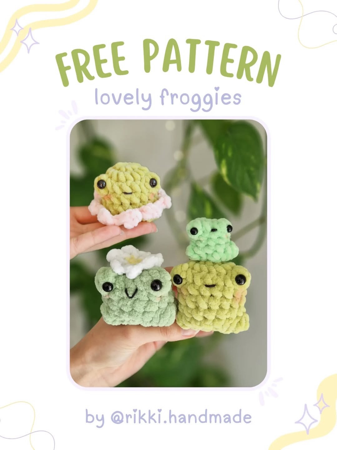 Free Crochet Pattern for Lovely Froggies by Rikki Handmade