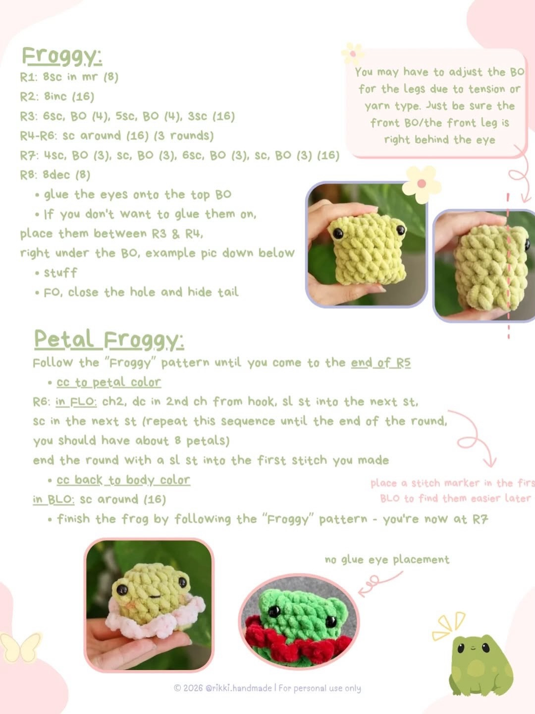 Free Crochet Pattern for Lovely Froggies by Rikki Handmade