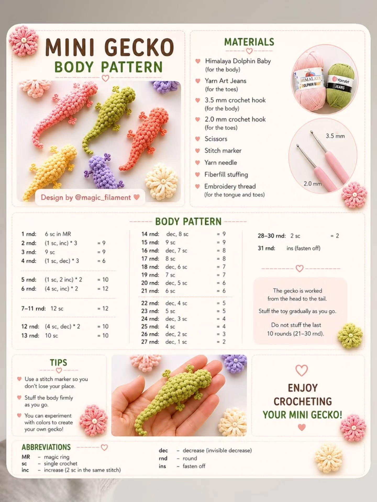 Free Crochet Pattern for Mini Gecko and Butterfly with Colorful Yarn