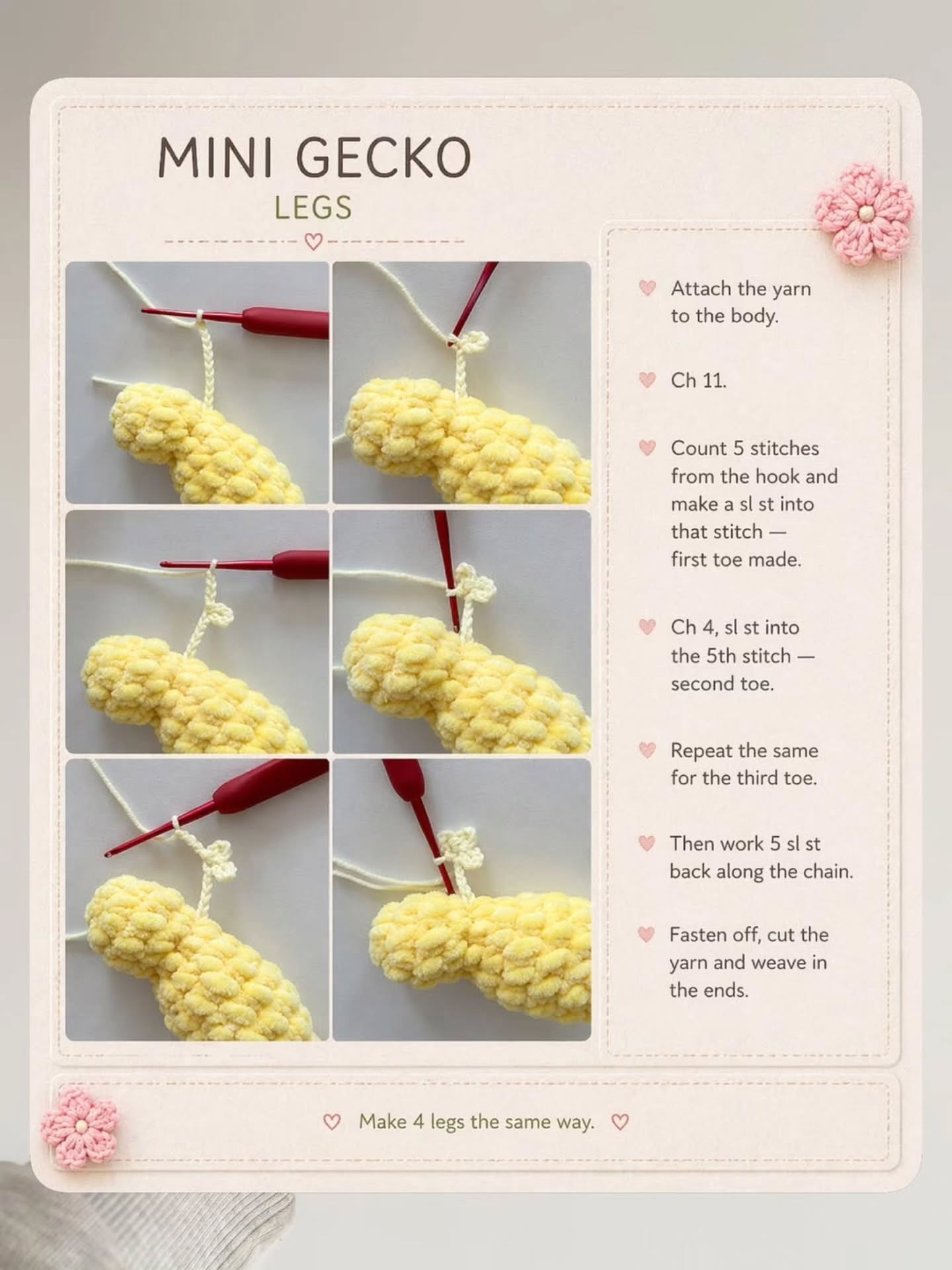 Free Crochet Pattern for Mini Gecko and Butterfly with Colorful Yarn