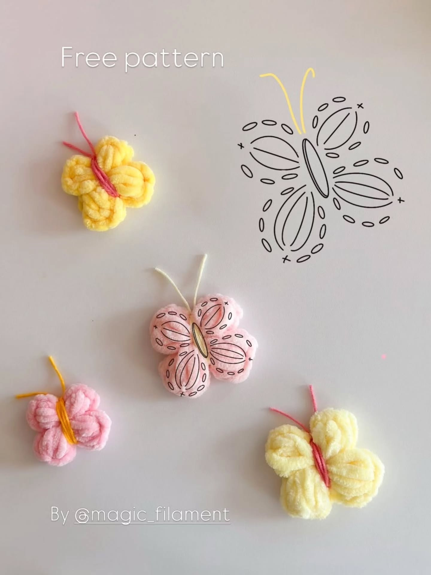 Free Crochet Pattern for Mini Gecko and Butterfly with Colorful Yarn