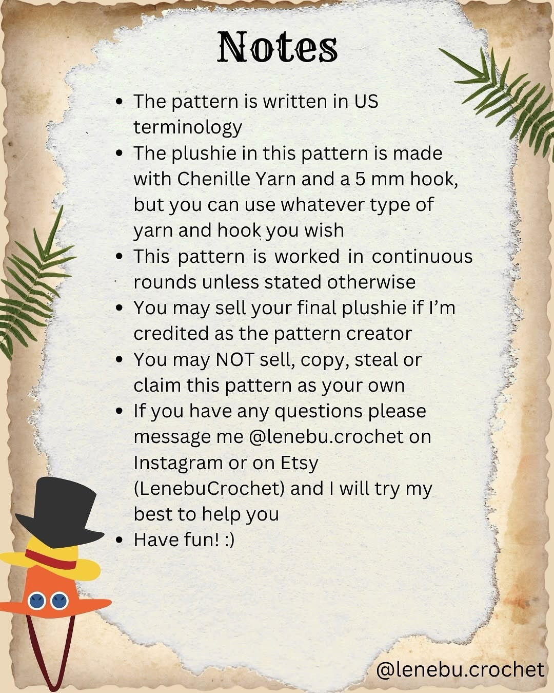 Free Crochet Pattern for One Piece Devil Fruit Plushie Made with Chenille Yarn