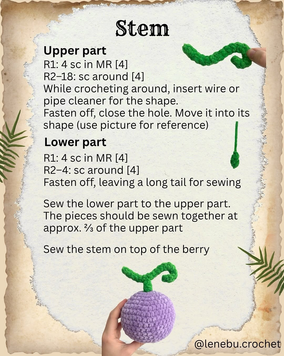 Free Crochet Pattern for One Piece Devil Fruit Plushie Made with Chenille Yarn