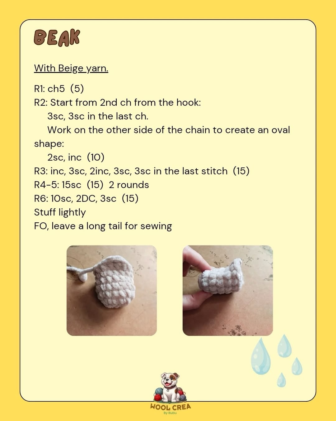 Free Crochet Pattern for Psyduck Amigurumi Doll by Wool Crea By Bubu